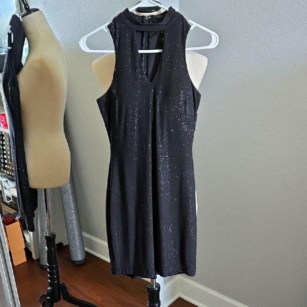 Speechless Black Sparkle Backless Dress